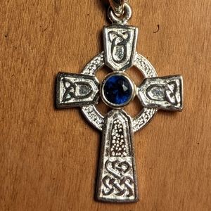 Celtic sterling silver pendant with blue stone